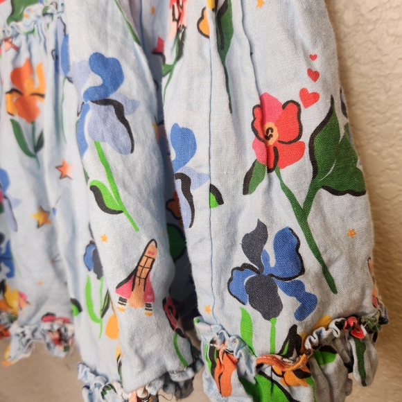 HILL HOUSE Home Of The Paz Skirt Light Blue Space Floral Size Floral Print 2xl - Picture 7 of 16